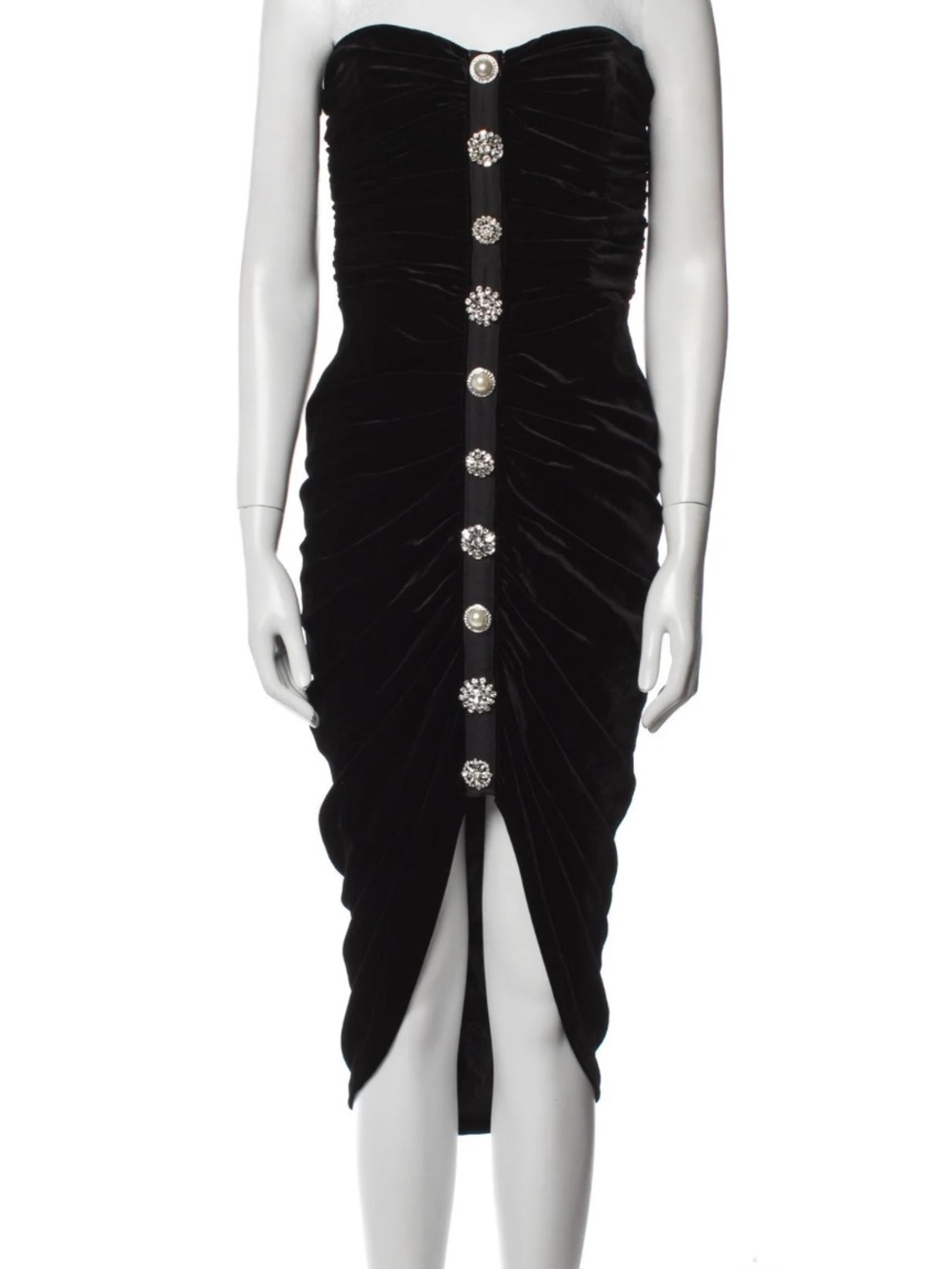 NWT (Flawed) Veronica Beard Palo Black Strapless Velvet Dress | 10